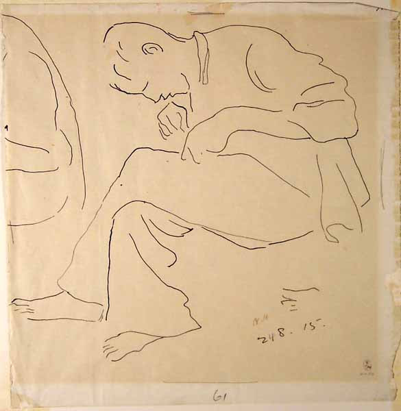 1925.480 Nina Hamnet, Boy Seated, With Legs Crossed, drawing on paper, 1915