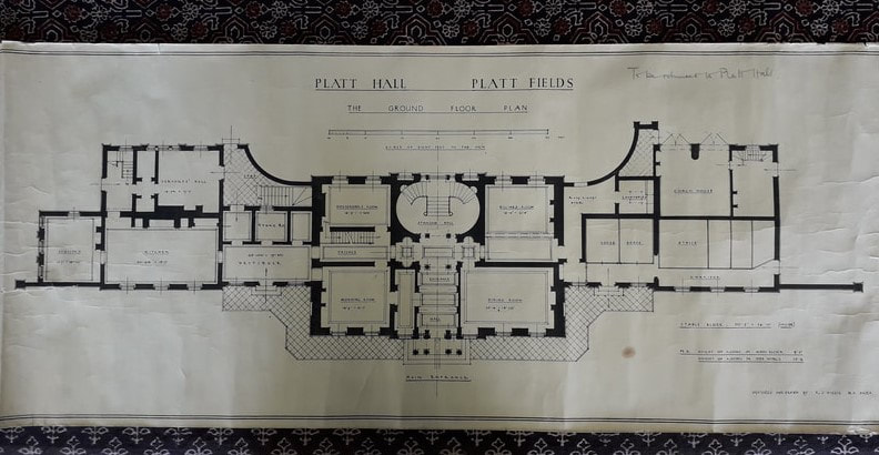 1925.97 Floorplan of Platt Hall Ground Floor by RJ Willis