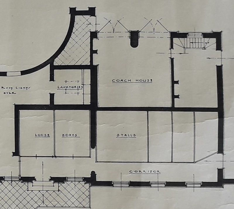 Detail of floorplan showing East Pavilion of Platt Hall, c.1925