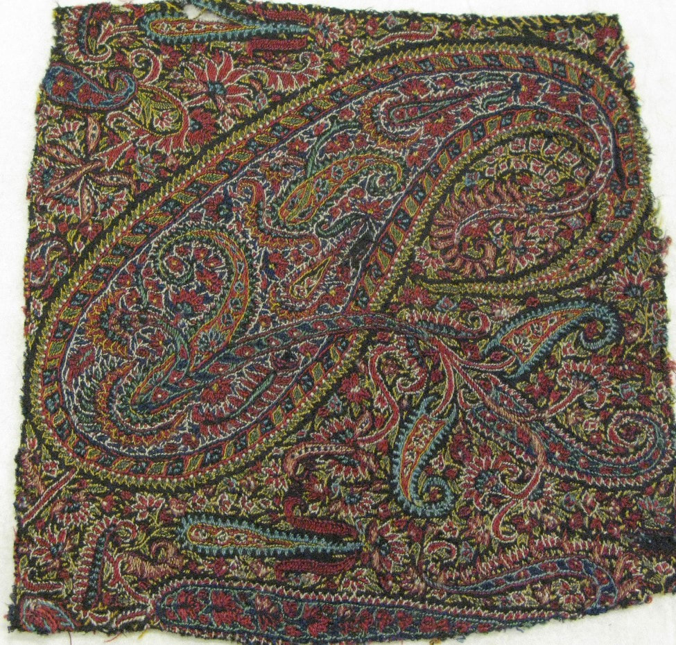 Part of a shawl, embroidered cashmere, Indian, date unknown.