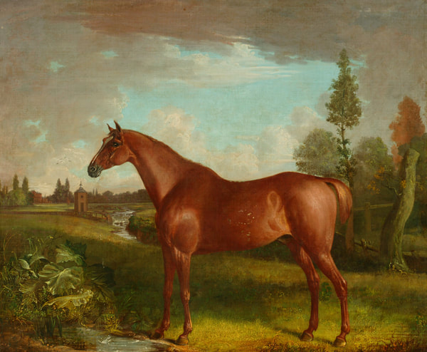 1963.297 A Horse in Platt Fields, Manchester, with Platt Hall in the distance, painting by Alexander Wilson