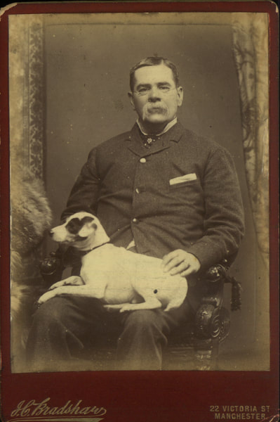 2008.40.6.171 Cabinet portrait of an unknown man and dog, 1890-1900