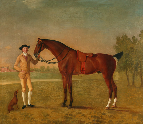 1963.296 A Horse with Groom and Dog in Platt Fields, Manchester, 1780-1800, oil on canvas