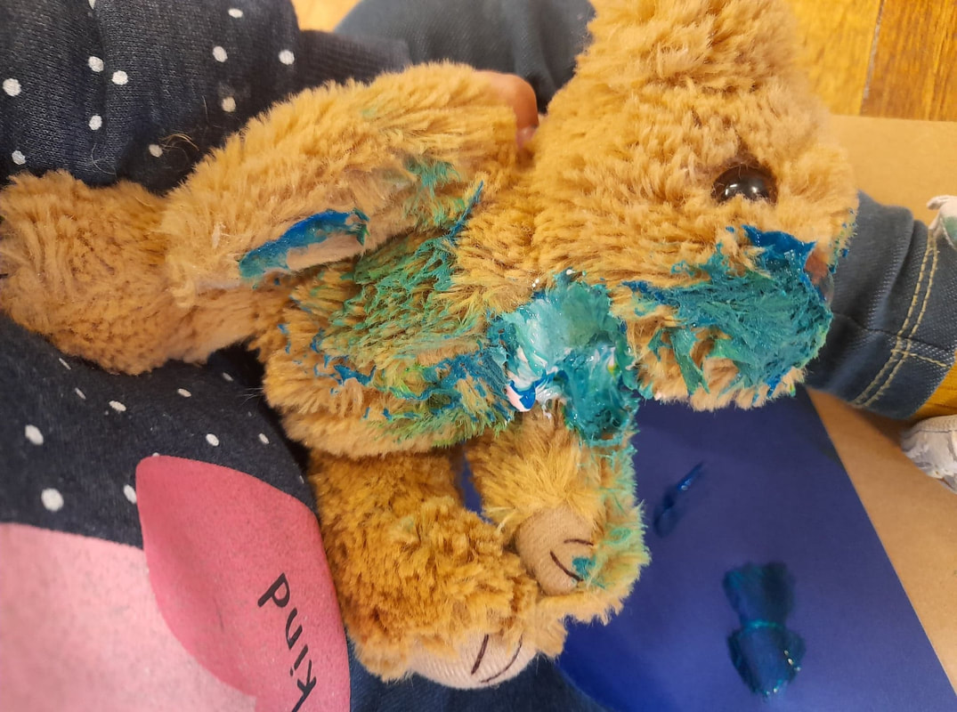 Close up of painted teddy bear