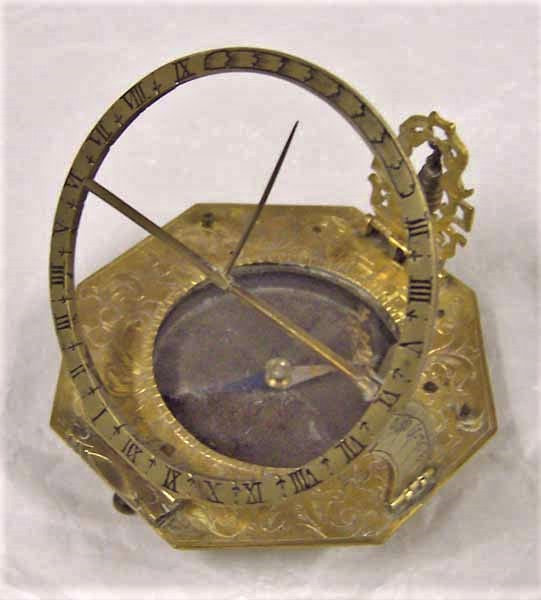 Equatorial dial, brass, made by Johan Georg Vogler, Germany, 1700-1750.