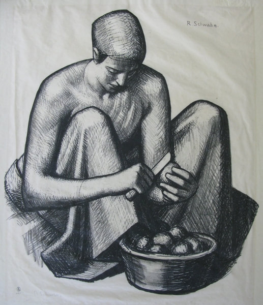 1925.183 Randolph Schwabe, Peeling Potatoes, c.1920, print 