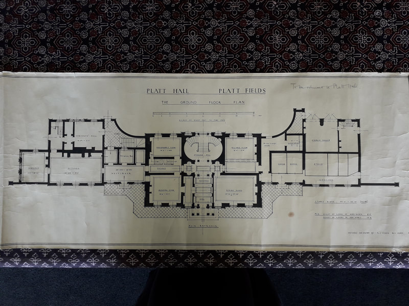 1925.97 R J Willis, Floorplan of Platt Hall ground floor before conversion into an art gallery, 1925