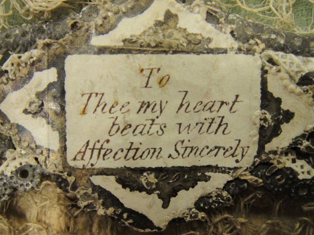 Detail of Valentine's card, British, 19th century, showing motto, 'To Thee my heart beats with Affection Sincerely'