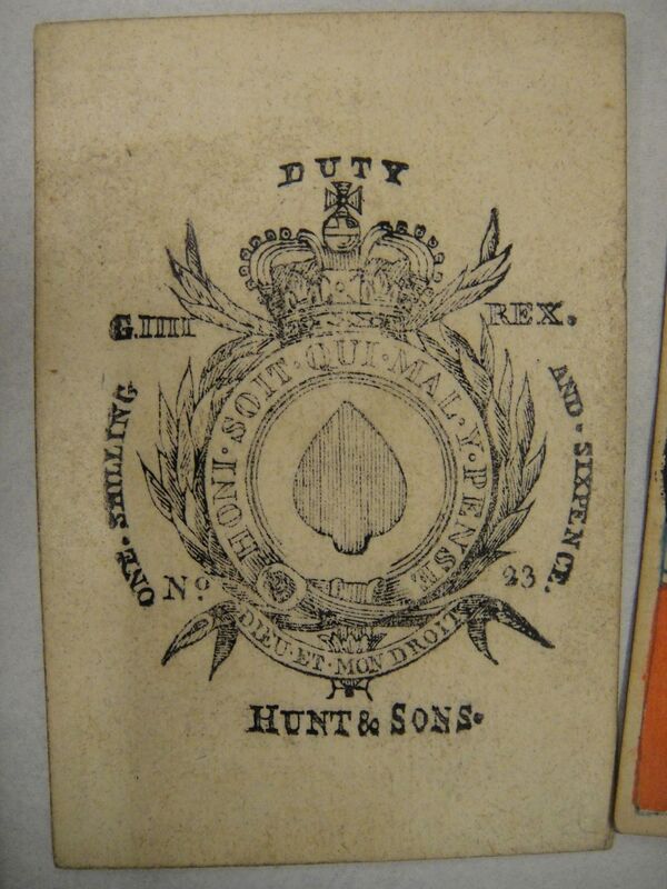 Back of playing card, wood-block printed, Hunt & Sons, c.1825