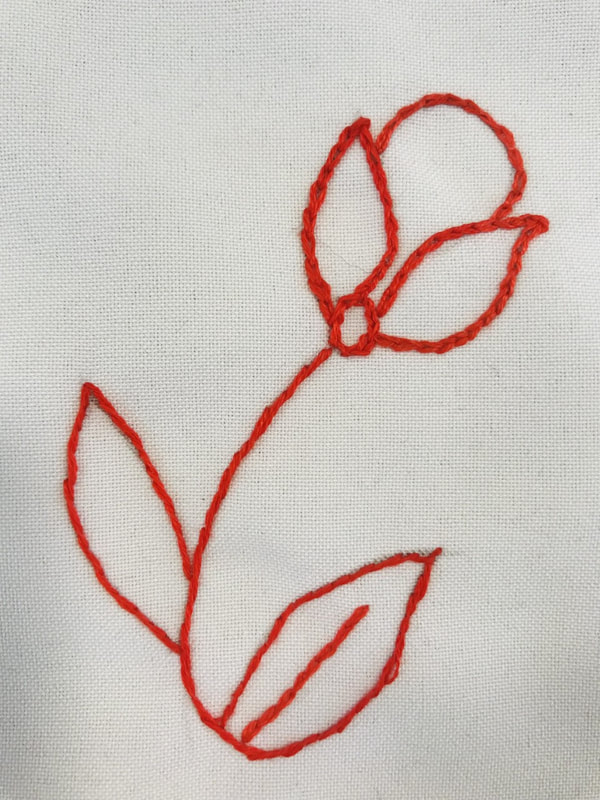 red outline of flower